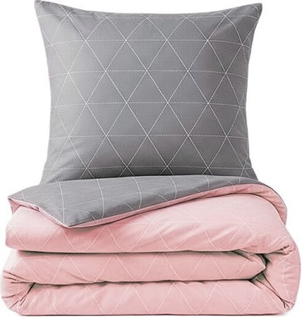 Renforce Wendebettwäsche COFI 1453 aus 100% Baumwolle mit Reißverschluss und Graphic Design in Pink, Grey und Multicolour