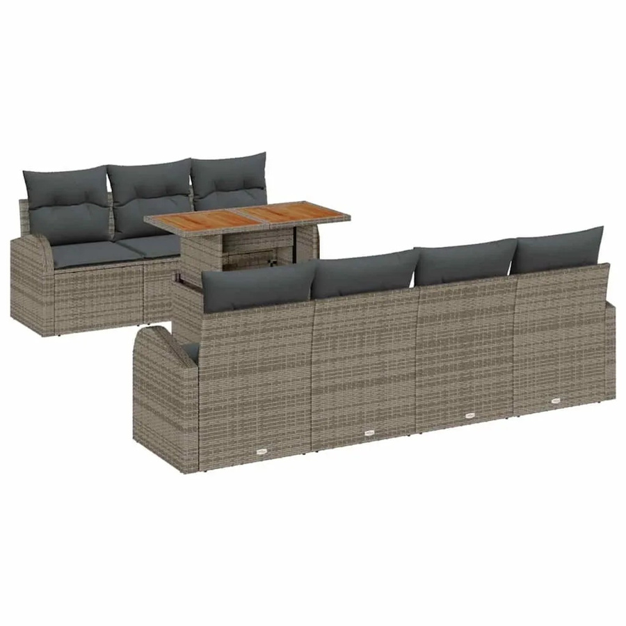 vidaXL Garten-Sofa-Set mit Kissen 8-teilig in Grau aus Holz und Stahl - Bild 2
