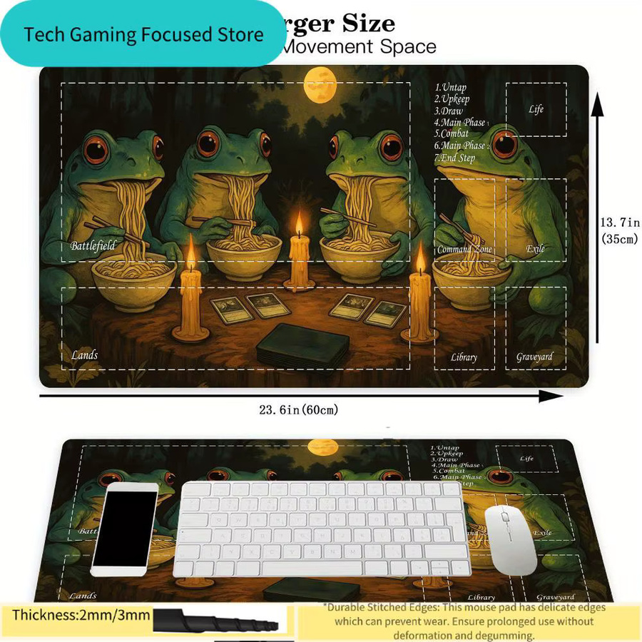 Magic The Gathering Frog Witch Coven Spielmatte, mit Zonen, genähte Kanten - Bild 3