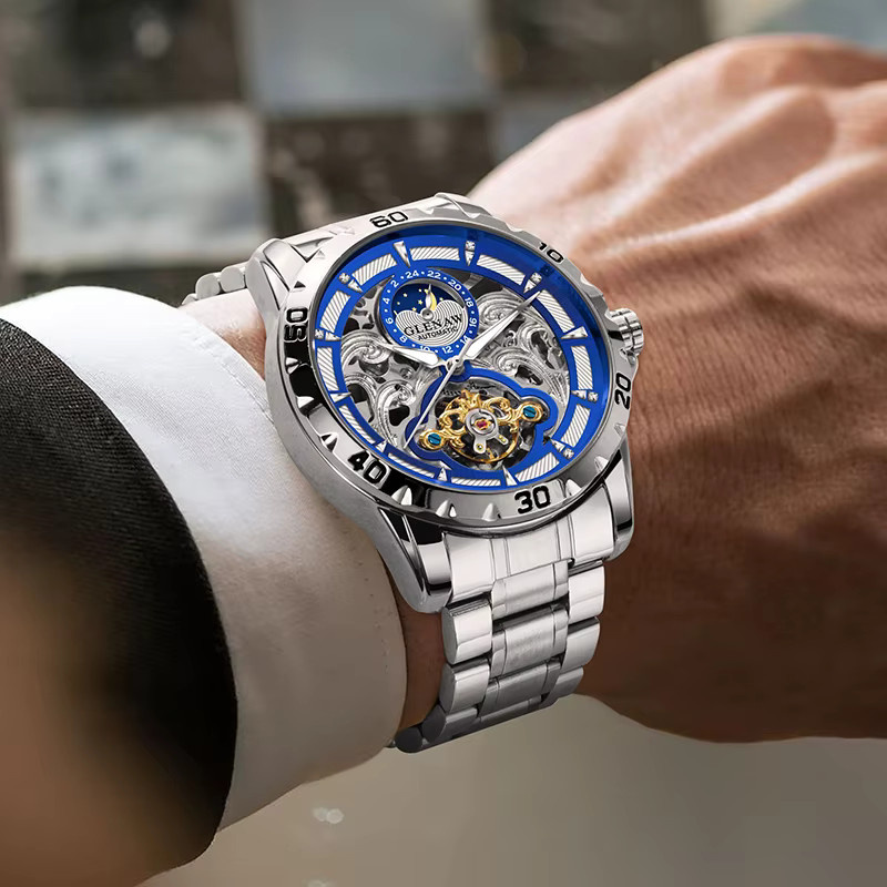 GLENAW Design Armbanduhr, Automatik, Mondphase, Edelstahl, Herren - Bild 5