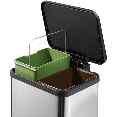 Hailo Öko Duo Plus M Tret-Mülltrenner aus Stahlblech Silber B/T/H: 32,0 x 33,0 x 43,0 cm - Bild 4