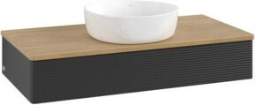 V&B Waschtischunterschrank Antao mit Frontstruktur in Blau und Eiche Honig, B/T/H: 100 x 50 x 19 cm - Bild 1