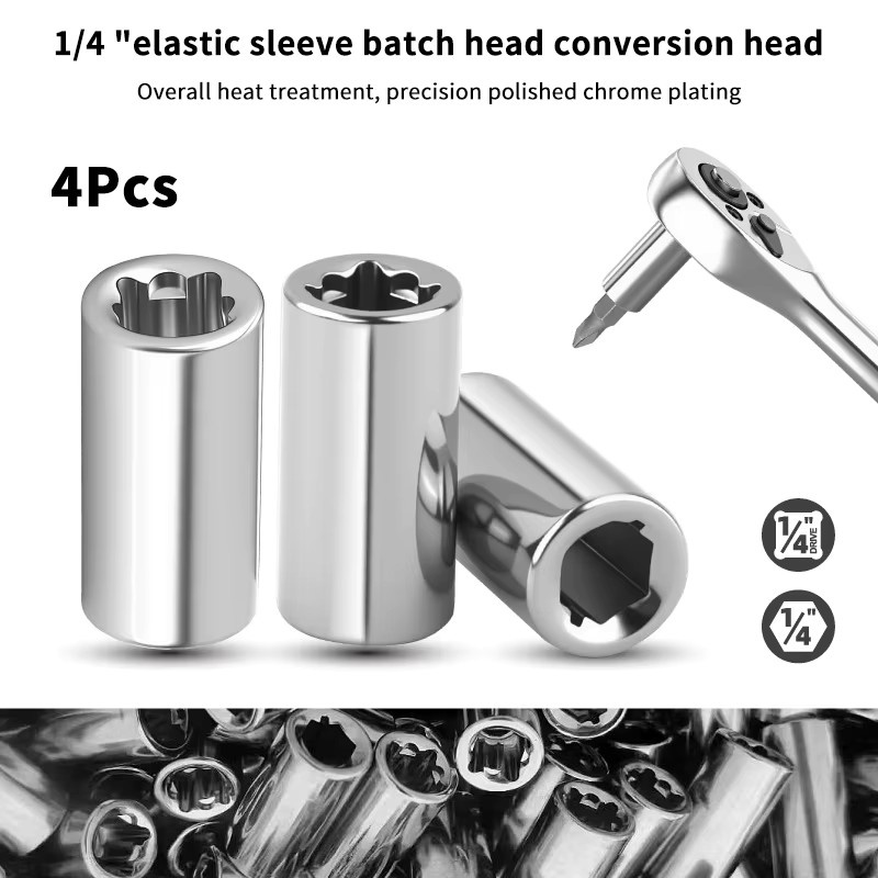 KOQZM Bit-Adapter Set 4/8-teilig 1/4 Zoll Vierkantantrieb auf 1/4 Zoll Innensechskant in Silber - Bild 2