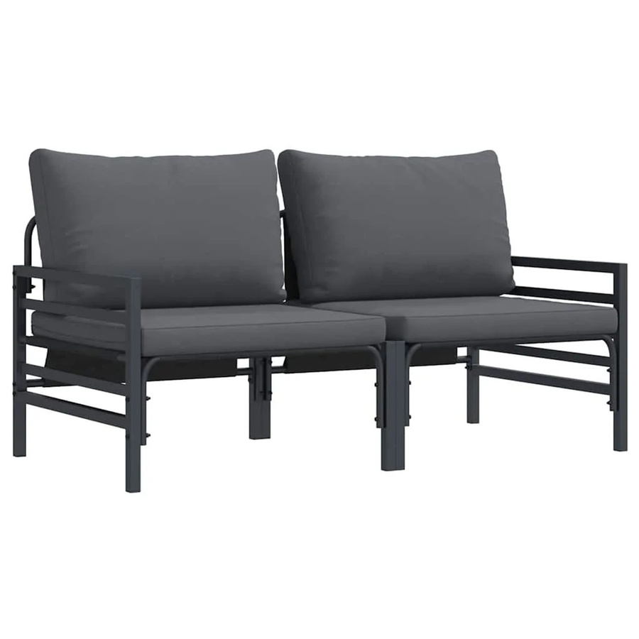 vidaXL Gartenmöbel Set aus 2 Stücken in Anthrazit mit Polsterkissen und Stahlgestell B/T/H: 80 x 80 x 71 cm - Bild 2