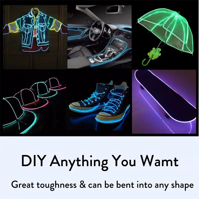 YORYZENG RGB Neon-LED-Draht, flexibles wasserdichtes Silikon-Lichtseil in Multicolour für DIY-Auto, Party und Dekoration, USB-Anschluss - Bild 4