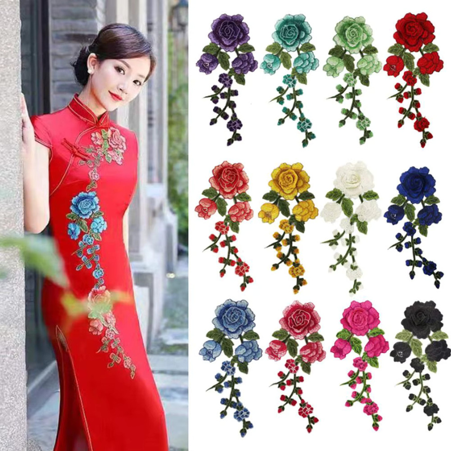 Bunte Blumenband-Stickerei-Aufnäher und bestickte Aufbügelpatches in Multicolour und Lila für dein Nähzubehör - Bild 3