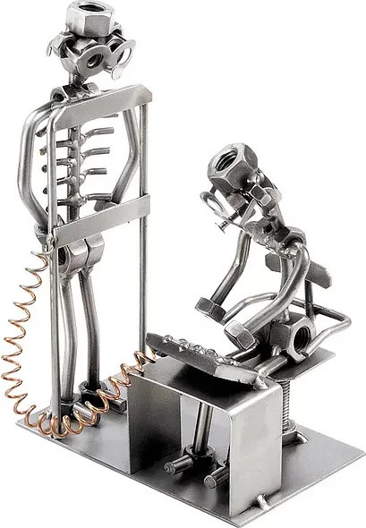 Hinz & Kunst Schraubenmännchen Radiologe mit Patient aus Metall in Silber - Bild 1