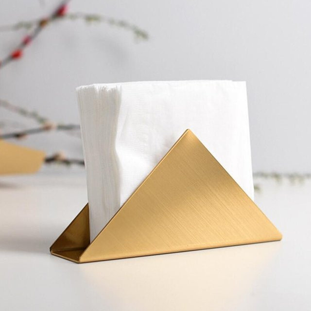 Qiilu Dreieckiger Servietten- und Papierhandtuchhalter aus Edelstahl in Gold - Bild 1