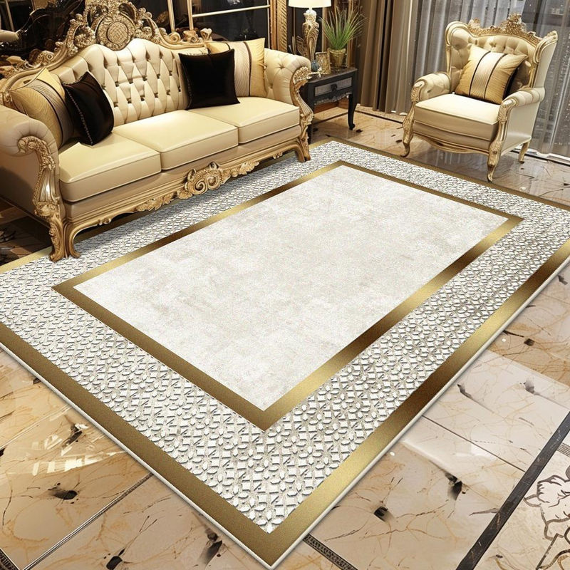 Karpetti Luxusteppich Gold Gestreift, Weicher Teppich für Wohnzimmer und Schlafzimmer, Rutschfest und Waschbar, B/T: 200 x 230 cm - Bild 2