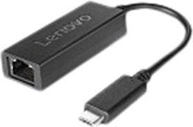 Lenovo USB-C Netzwerkadapter in Schwarz mit USB-C und Gigabit Ethernet für IdeaCentre 720-18, IdeaPad 330S-14, 330S-15, IdeaPad Miix 320-10, 720-12 und Miix 520-12 - Bild 1
