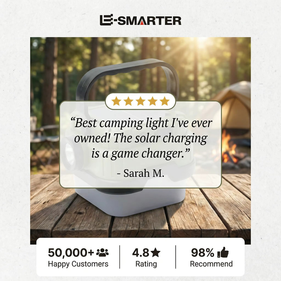 ESMARTER Solarbetriebene Quadratische Campinglampe in Grün als Tragbare Multifunktionale Outdoor-Notbeleuchtung - Bild 3