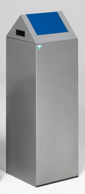 PROREGAL Selbstlöschender Wertstoffsammler Spitz mit Einwurfklappe aus verzinktem Stahl, Silber-Blau, H x B x T: 104,5 x 32 x 32 cm - Bild 1