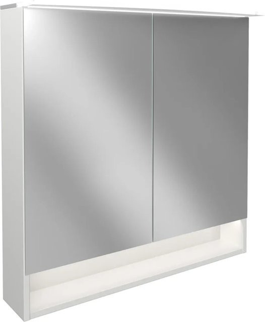 Fackelmann Spiegelschrank B.Style Weiß mit LED-Beleuchtung und Softclose-Türen, B/H/T: 80 x 81,2 x 26,3 cm - Bild 1