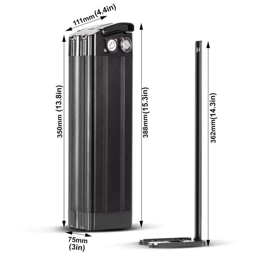 Aleaivy Silver Fish abnehmbarer Lithium-Akku für faltbare E-Bikes, kompatibel mit 250W-1800W, Farbe: Silber/Schwarz - Bild 1