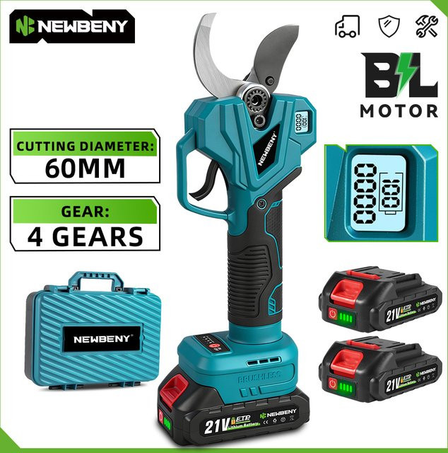 Yofidra Kabellose elektrische Gartenschere mit 4-Gang-Einstellung, bürstenlose Schneiderschere in Türkis für Makita LXT 21 V Akku, 60 mm Schneidwerkzeug - Bild 1