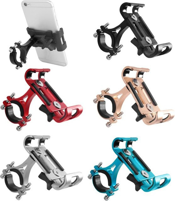 Universal verstellbarer Motorrad und Fahrrad Telefonhalter aus Aluminiumlegierung in Rot mit Anti-Rutsch-Halterung für alle Smartphones - Bild 1