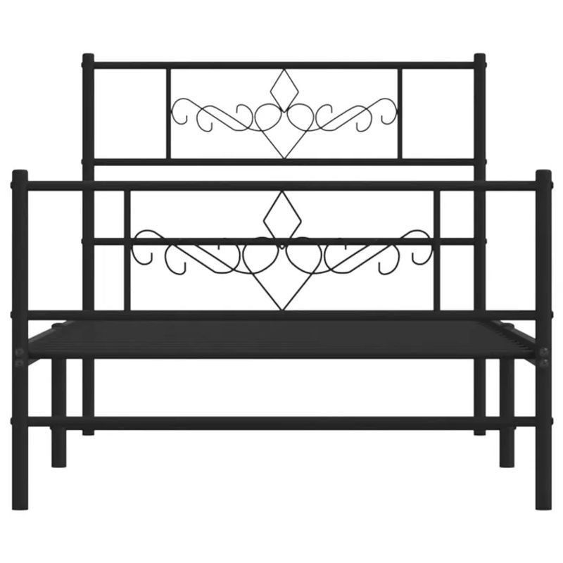 Vidaxl Metallbettgestell mit Kopfteil und Fußteil in Schwarz, B/L: 90 x 190 cm - Bild 3