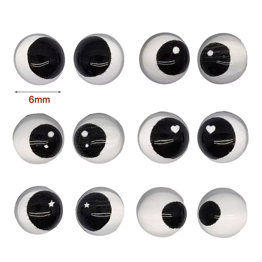 Puppenaugen, Glas, rund, 10-teiliges Set, 6mm, Bunt / Mehrfarbig - Bild 2
