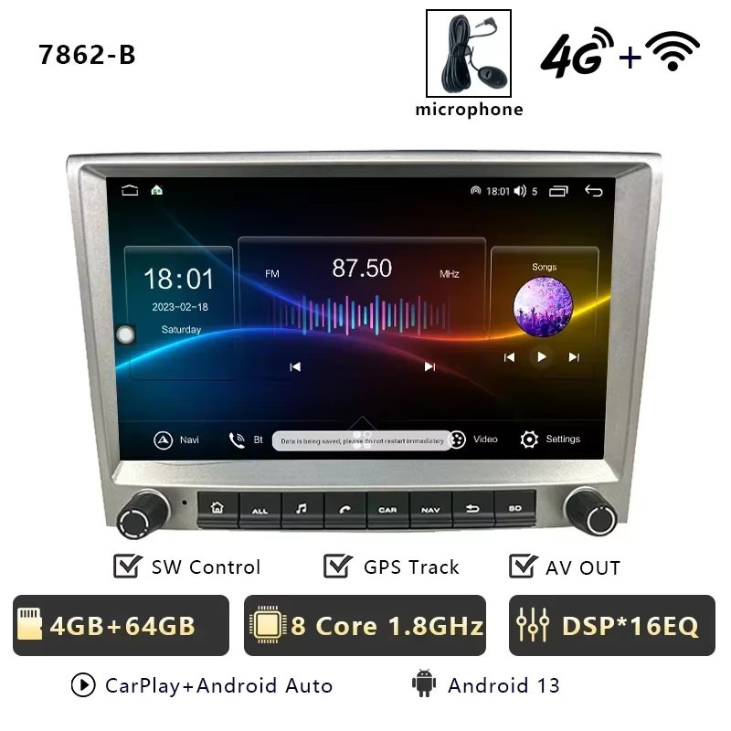 CHSTEK Android 13 Autoradio mit Carplay, GPS und 4G für Porsche 911 997, Boxster und Cayman 987 in Schwarz - Bild 7