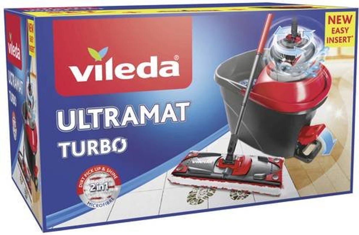 Vileda Ultramax 2in1 Turbo Bodenwischer Komplettset mit Teleskopstiel und Wringer in Rot - Bild 5