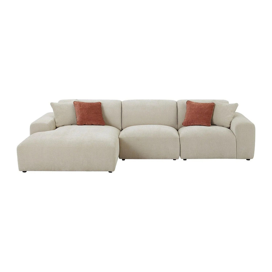 Maison Céphy Ecksofa Tirono in Beige mit Cord-Bezug und linkem Seitenteil - Bild 2
