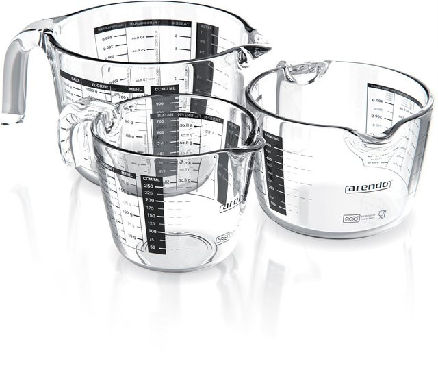 Arendo Messkrug Set aus transparentem Borosilikatglas, hitzebeständig, 250 ml, 500 ml und 1000 ml - Bild 1