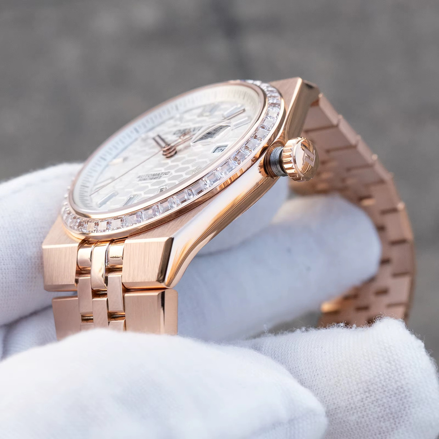 OBLVLO Automatik-Armbanduhr, Roségold, Kristall, Herren - Bild 3