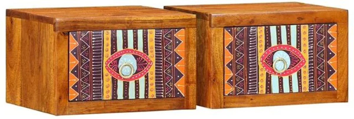 Set aus 2 Nachttischen aus Massivholz Akazie in Braun von vidaxl, B/T/H: 35 x 30 x 22 cm - Bild 1