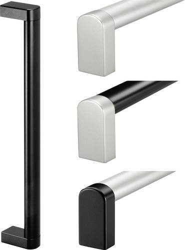 Rohde Profilgriff A4-35.200.N04 in Silber und Schwarz, Aluminium matt, L: 22,0 cm, B: 3,5 cm, H: 6,5 cm - Bild 1