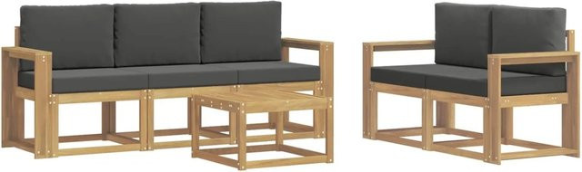 vidaXL Outdoor-Sofagarnitur 6-teilig aus Akazienholz in L-Form mit Polstern und Kissen - Bild 1