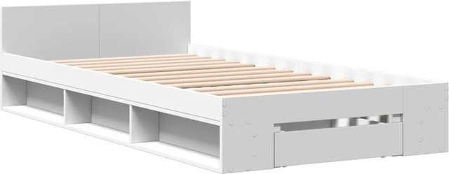 vidaXL Bettgestell mit Schublade in Weiß aus Holzwerkstoff B/T/H: 100 x 200 x 45 cm - Bild 1