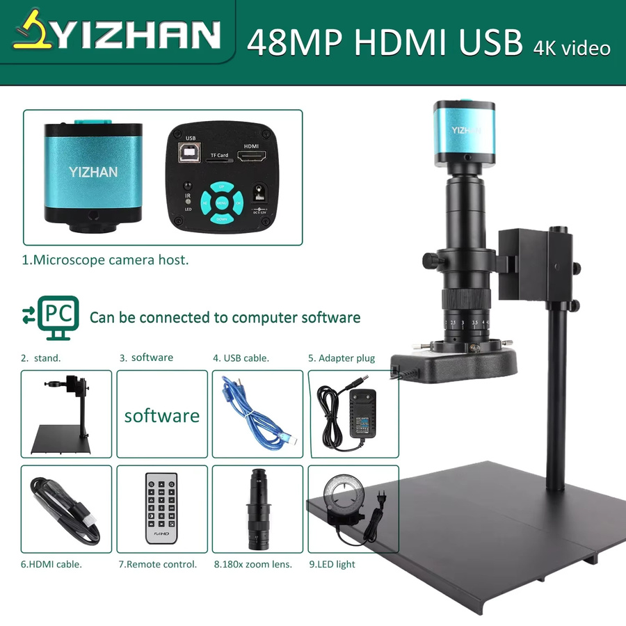 YIZHAN Desktop-Digitalmikroskop mit 4K-Aufnahme und 48MP Mikroskopkamera via USB und HDMI in Schwarz - Bild 5