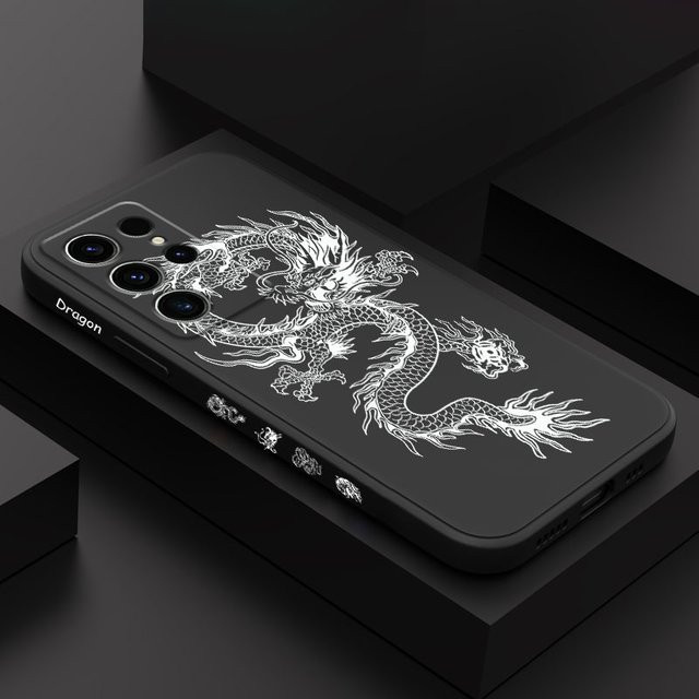 Good Luck Dragon Handyhülle aus Flüssigsilikon für Samsung Galaxy S26 S25 S24 Plus Ultra in Schwarz - Bild 1