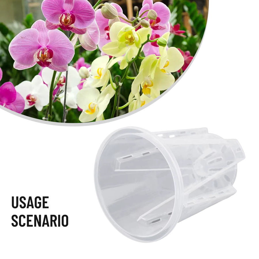 Vibratite Transparenter Kunststoff Orchideen Topf mit Löchern für Sukkulenten und Zimmerpflanzen, Durchmesser: 10 cm - Bild 4