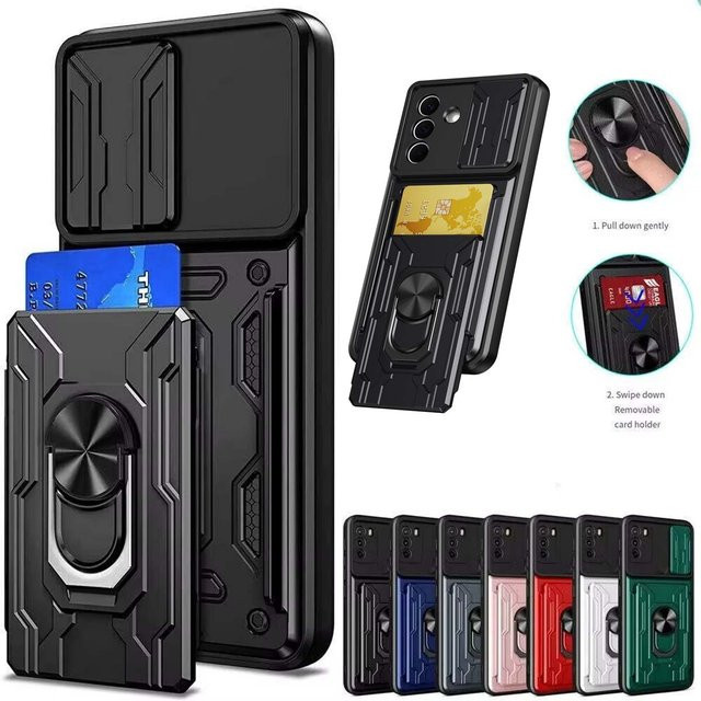 Robuste Panzerhülle für Samsung Galaxy mit Kartenhalter-Slot in Schwarz oder Blau - Bild 1
