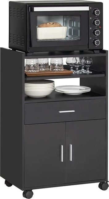 SoBuy Küchenwagen FSB09 Küchenschrank in Schwarz mit Schieb-Ablage, B/T/H: 59,0 x 40,0 x 92,0 cm - Bild 4
