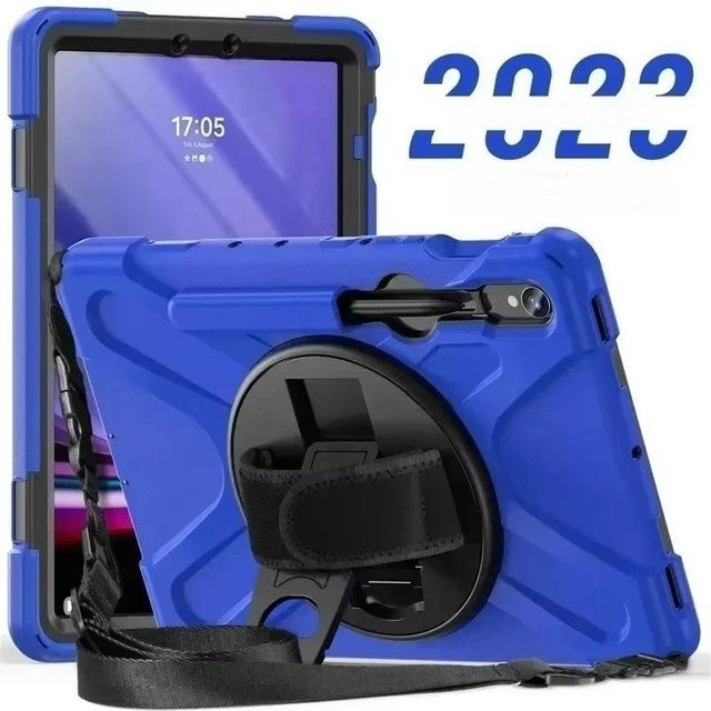 Stoßfeste Kinder Hülle mit Griff und Ständer für Samsung Galaxy Tab S10 FE, S9 FE, S6 Lite, S7, S8, S9, S10 Plus in Blau - Bild 1