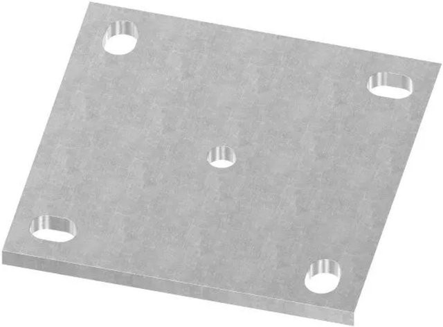 FeNau Ankerplatte aus Stahl S235JR in Silber, B/T/H: 150 x 150 x 8 mm mit 4 Langlöchern - Bild 1