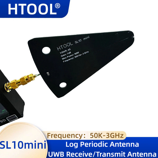 HTOOL Log Periodische Antenne High Gain Omnidirektional für 4G 5G RF Mikrowelle UWB in Schwarz (50K-3GHz) - Bild 1