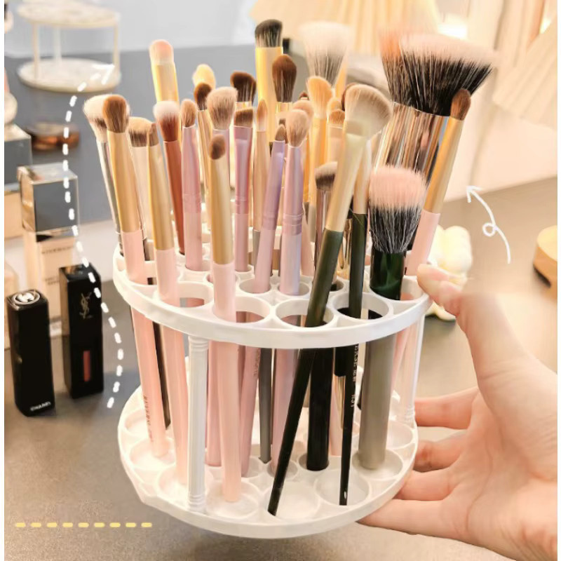 Rotierender Desktop-Organizer aus Kunststoff in Weiß für Make-up und Bürobedarf - Bild 2