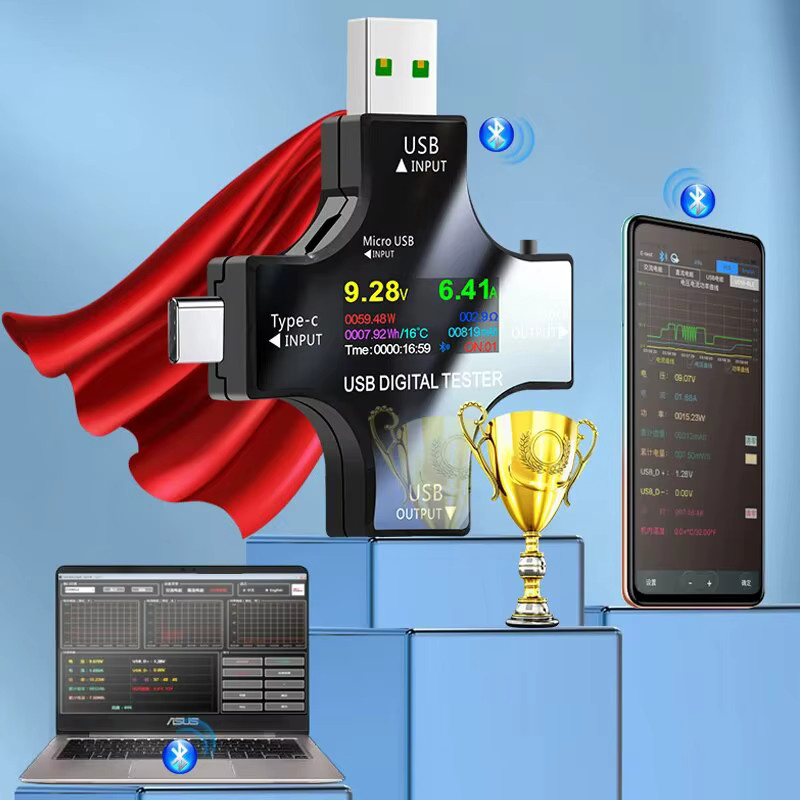 ATORCH USB-C PD Digital Voltmeter und Amperemeter zur Messung von Spannung und Strom bis 8,0 A in Schwarz - Bild 2
