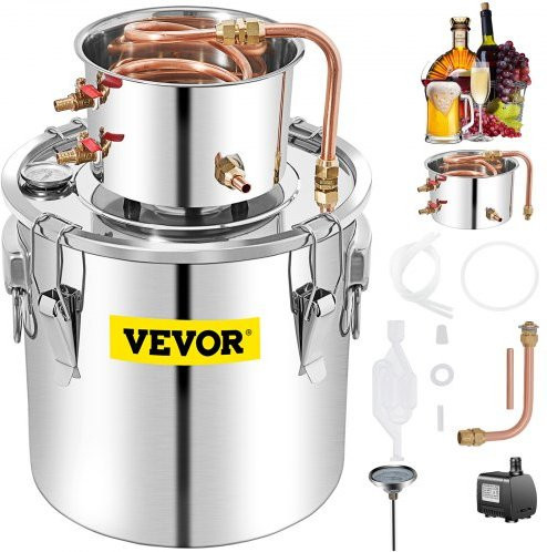 VEVOR Distillieranlage Moonshine Destilliergerät aus Edelstahl in Silber mit 50 L Fassungsvermögen und doppelter Temperaturregelung, B/T/H: 40 x 40 x 40 cm - Bild 1