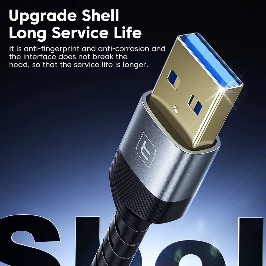 Toocki USB 3.0 Verlängerungskabel mit Stecker auf Buchse, 5 Gbit/s Hochgeschwindigkeitsübertragung, Aluminiumlegierung für PC, TV und Laptop - Bild 2