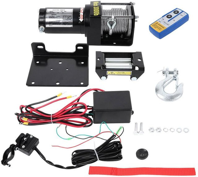 Elektrische Bergewinde 12V mit Fernbedienung für LKW SUV ATV und Anhänger in Weiß - Bild 1