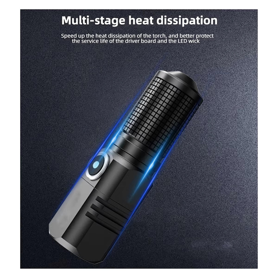 BOFOP Mini-LED-Taschenlampe XHP50 in Schwarz mit USB-Ladefunktion und 1200 mAh Akku - Bild 6