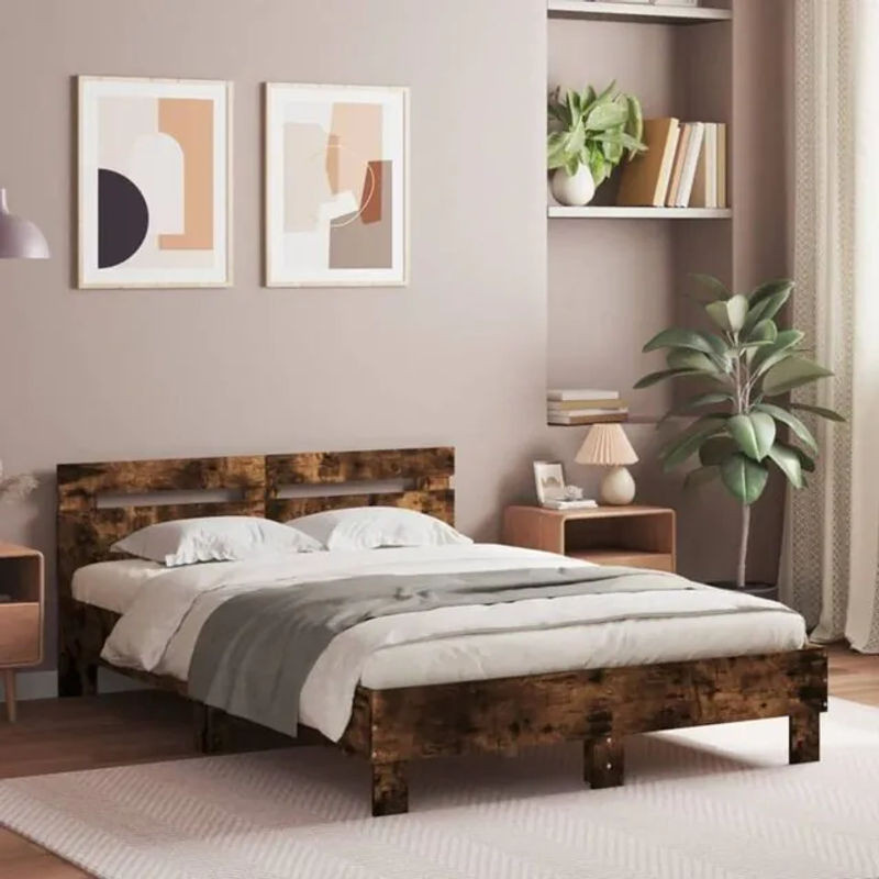Bettgestell mit Kopfteil von Vidaxl aus Holzwerkstoff in Braun, B/T/H: 120 x 190 cm - Bild 1