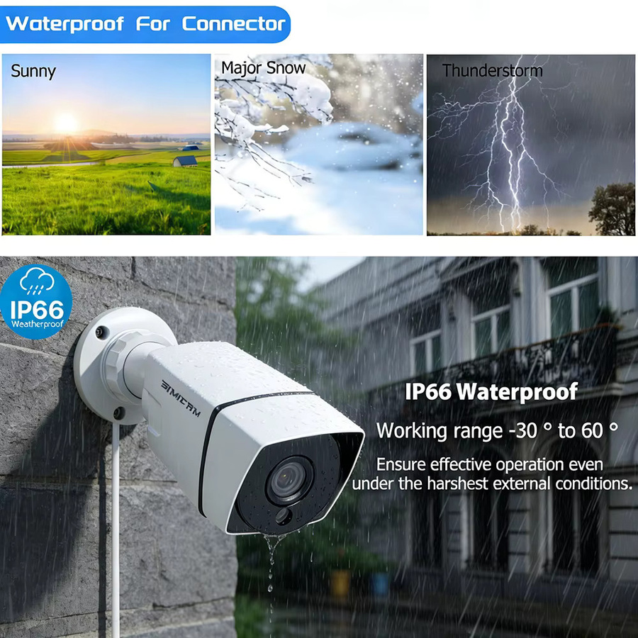 SIMICAM Videoüberwachungsset mit 4CH DVR und 2 wasserdichten Metall-CCTV-Kameras in Weiß, HD 1080P/720P mit Nachtsicht - Bild 2