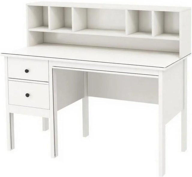 Costway Schreibtisch in Weiß mit Schubladen und Fächern für dein Home-Office, B/T/H: 120 x 60 x 110 cm - Bild 1