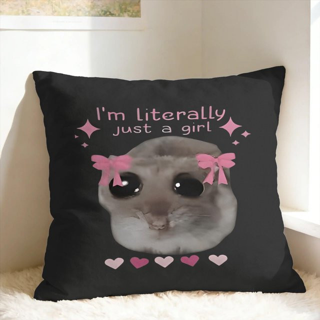 JMG Clothing Kissenbezug mit süßem Hamster Meme im Retro-Design, quadratisch, B/H: 40 x 40 cm - Bild 1