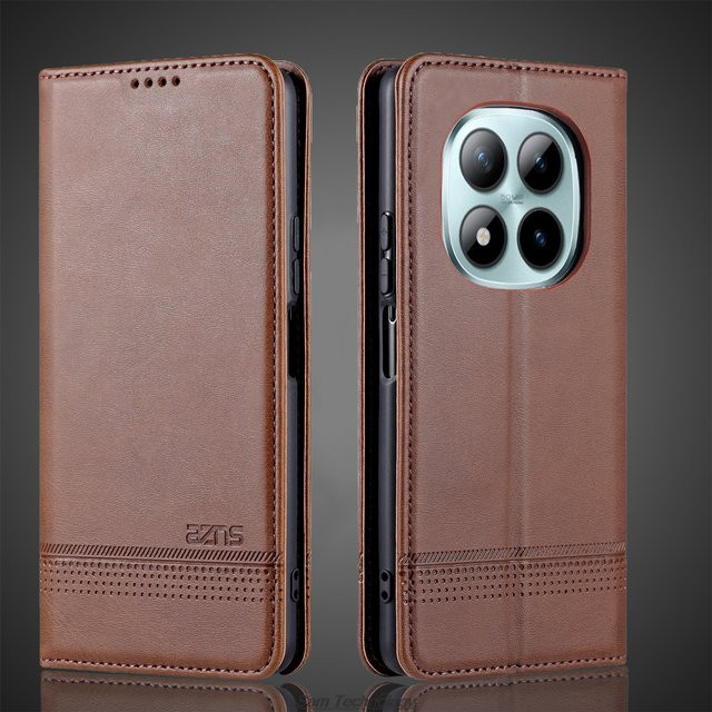 Magnetische PU-Leder Schutzhülle für Xiaomi POCO M8 Pro 5G Flip Cover in Rot oder Braun - Bild 1
